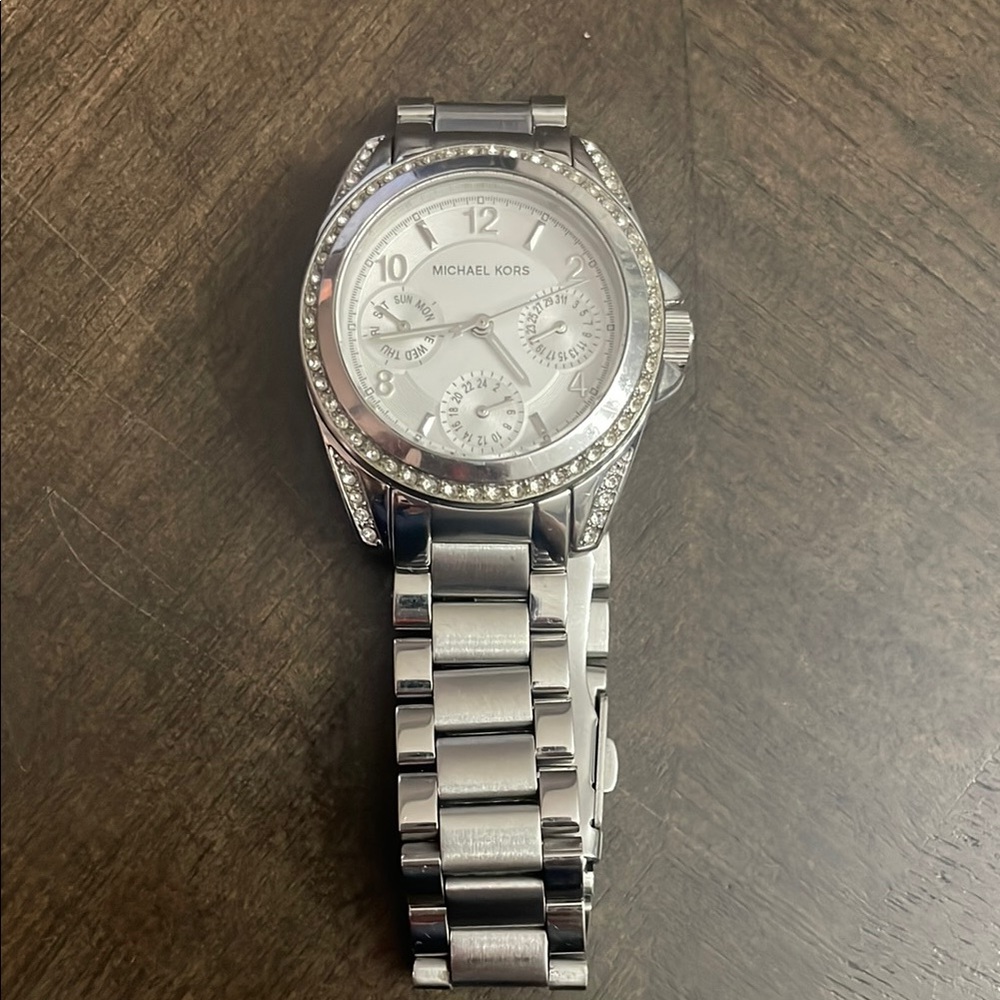 Michael Kors Silver Watch with Crystal Accents